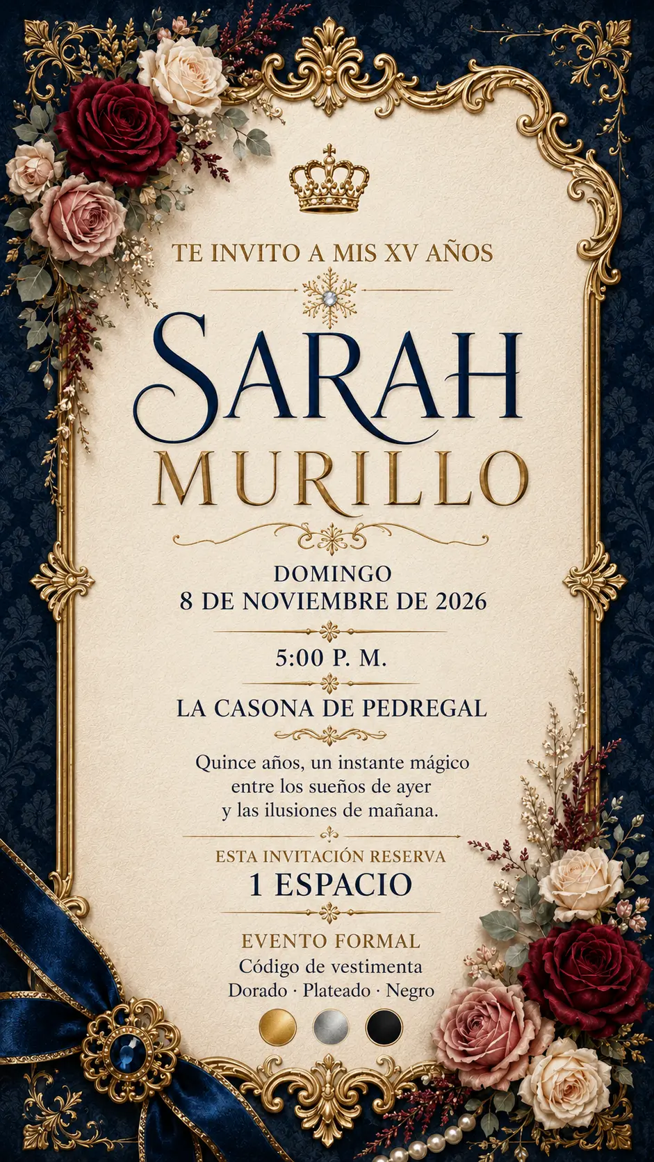 Invitación a los quince años de Sarah Murillo
